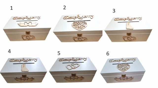 Białe drewniane pudełko na koperty ślubne